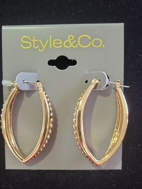 Style & Co. Gold Beaded Marquise Hoop Earrings